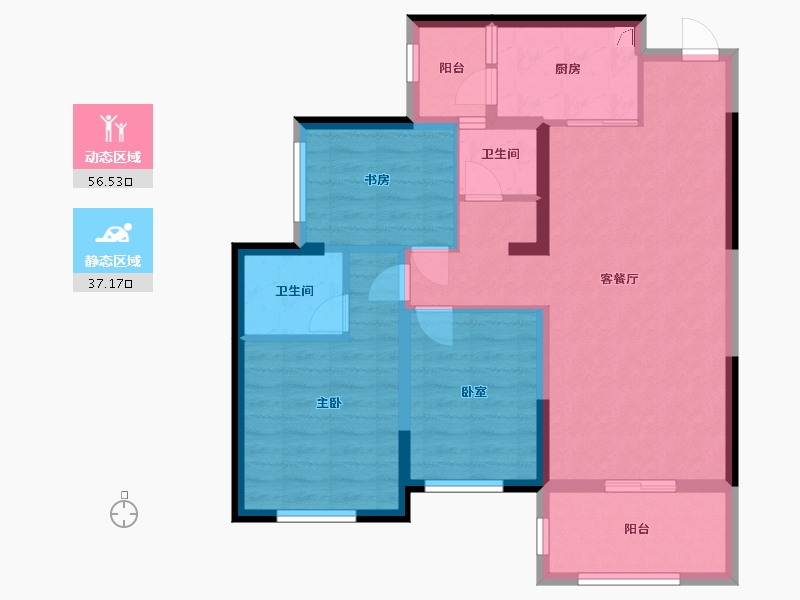 湖南省-长沙市-长房明宸府-83.19-户型库-动静分区