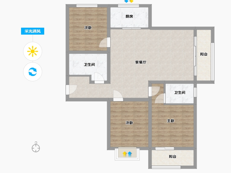 北京-北京市-新城壹号-104.00-户型库-采光通风