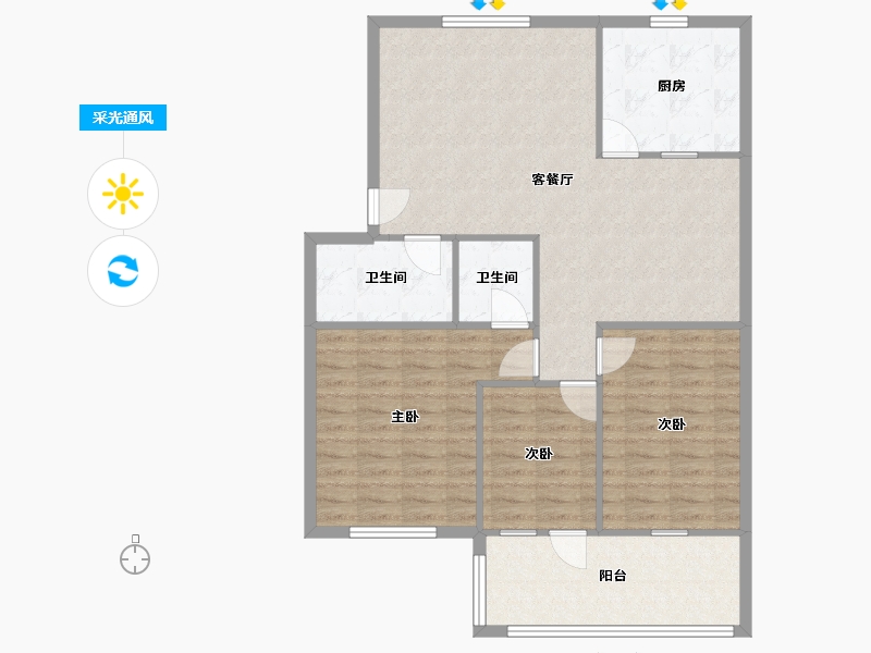 山东省-临沂市-电业局家属院-102.00-户型库-采光通风