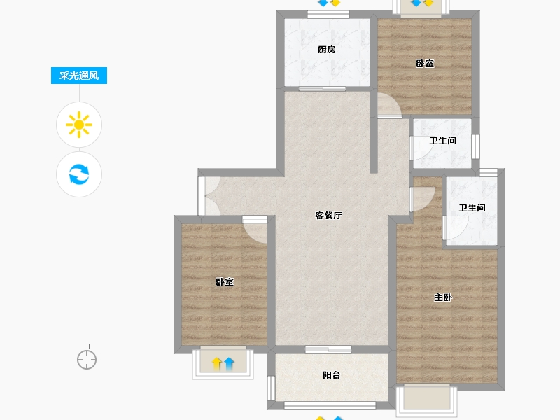 陕西省-渭南市-曦和·中央公园-110.00-户型库-采光通风