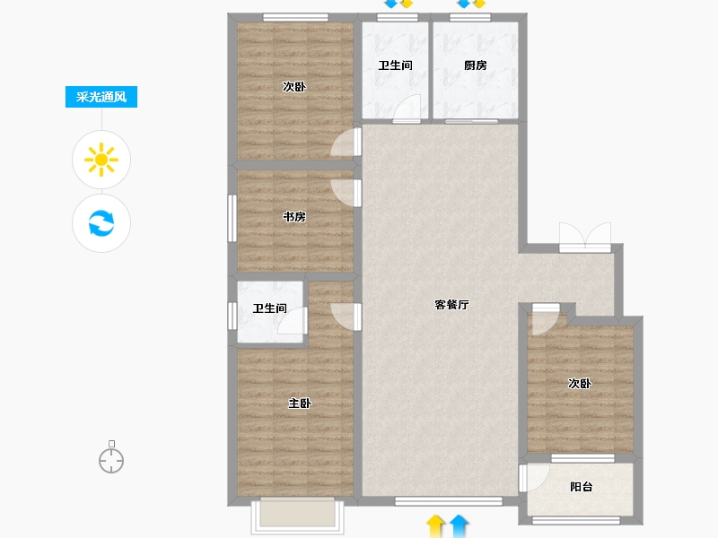 山东省-潍坊市-华安东方名郡-125.00-户型库-采光通风