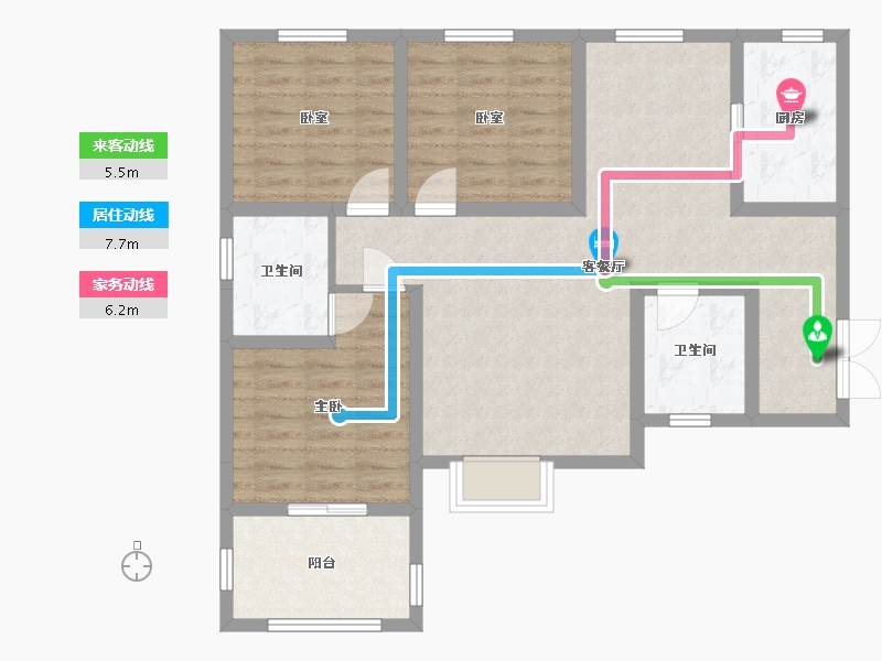 陕西省-宝鸡市-京泰经适房小区-112.19-户型库-动静线