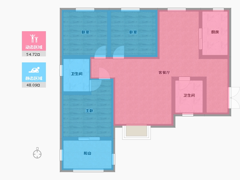 陕西省-宝鸡市-京泰经适房小区-112.19-户型库-动静分区