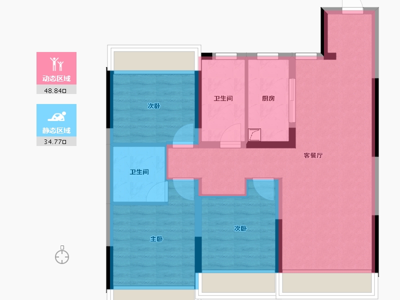 吉林省-长春市-中海盛世城-90.00-户型库-动静分区