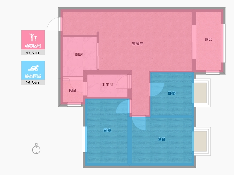 广东省-广州市-东华花园-68.88-户型库-动静分区