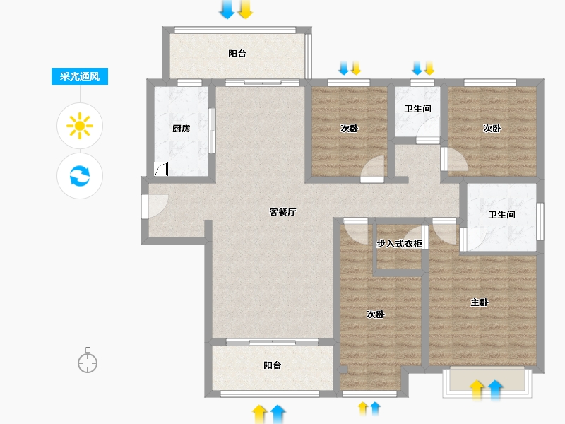 陕西省-宝鸡市-宏运海河湾-154.00-户型库-采光通风