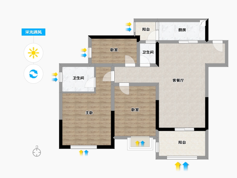 贵州省-铜仁市-松江希望城A区-90.00-户型库-采光通风