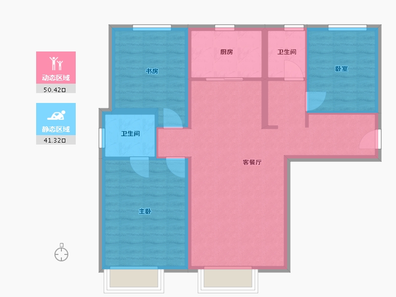 新疆维吾尔自治区-乌鲁木齐市-领地锦尚兰台-93.95-户型库-动静分区