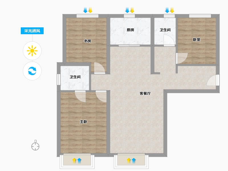 新疆维吾尔自治区-乌鲁木齐市-领地锦尚兰台-93.95-户型库-采光通风