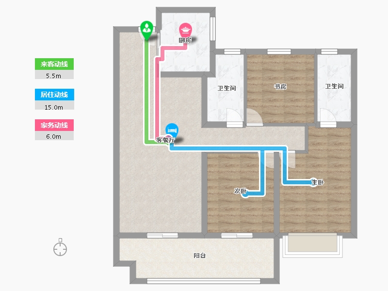 山东省-潍坊市-新力帝泊湾-94.00-户型库-动静线