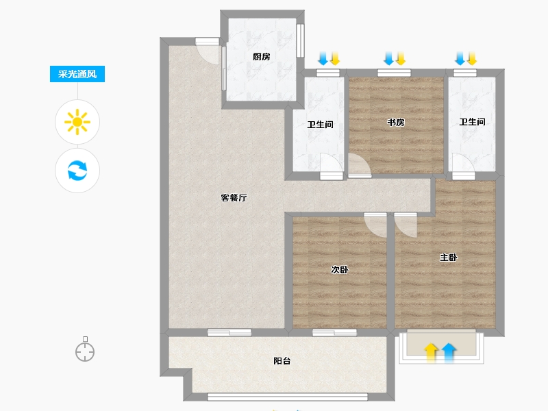 山东省-潍坊市-新力帝泊湾-94.00-户型库-采光通风