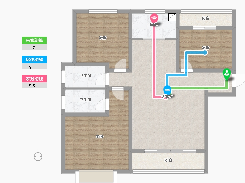 陕西省-咸阳市-乾县公园华府-95.80-户型库-动静线