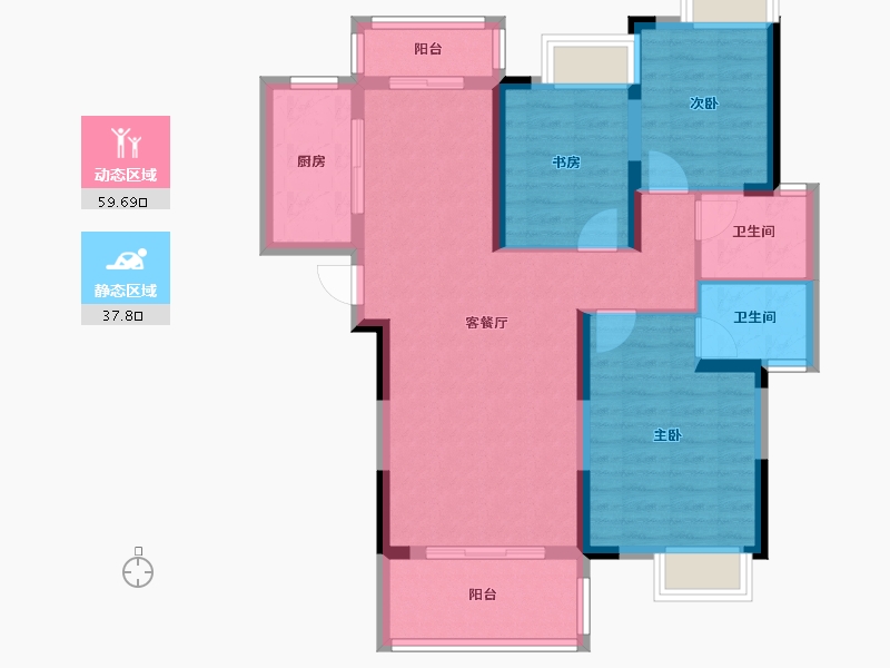 湖北省-荆州市-松滋翰林城-116.80-户型库-动静分区