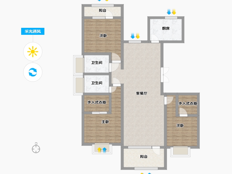 山东省-烟台市-万光中华城-118.00-户型库-采光通风