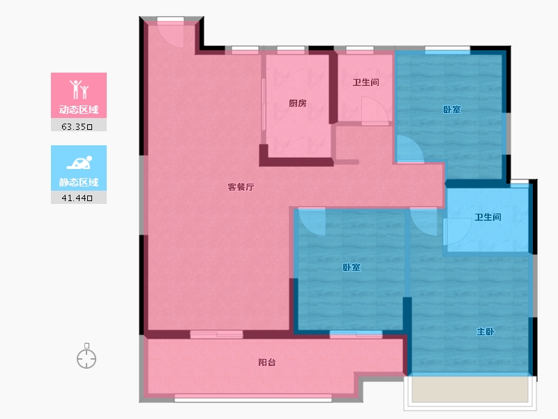 湖北省-黄冈市-翡翠公馆-93.95-户型库-动静分区