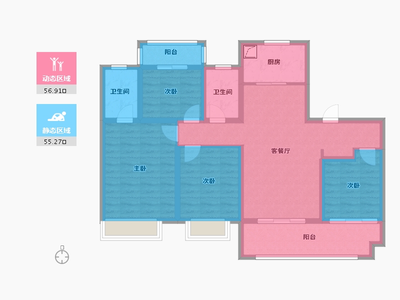 浙江省-宁波市-和煕湾花苑-99.09-户型库-动静分区