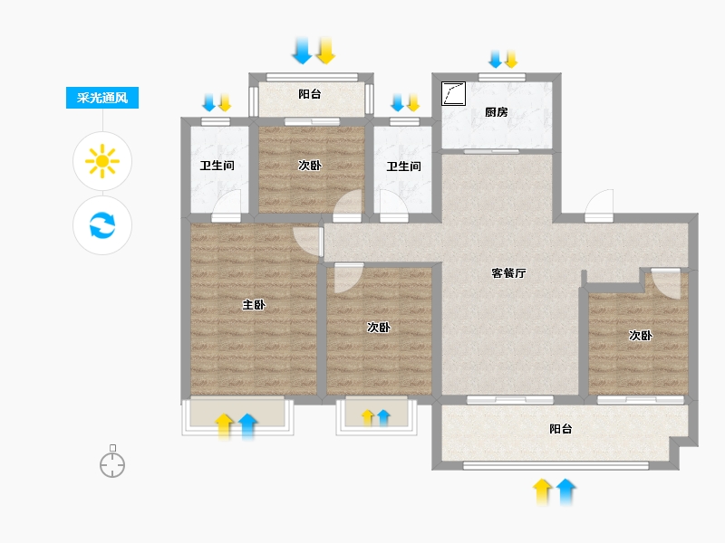 浙江省-宁波市-和煕湾花苑-99.09-户型库-采光通风