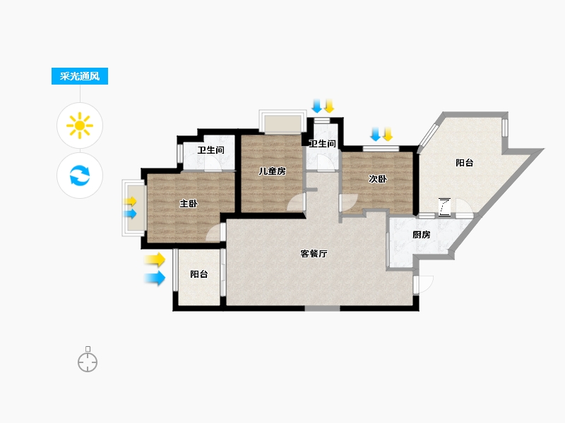 福建省-泉州市-万科金域滨江-87.00-户型库-采光通风