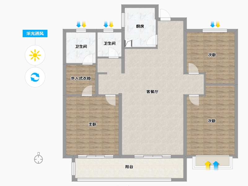 山东省-泰安市-宁阳中达尚城-135.00-户型库-采光通风