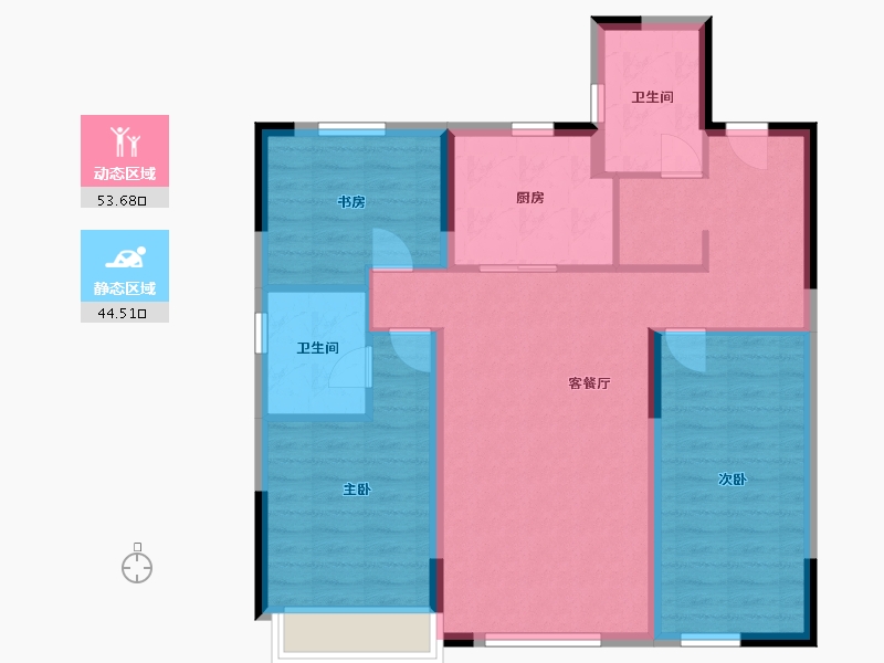 辽宁省-沈阳市-招商观园-88.00-户型库-动静分区