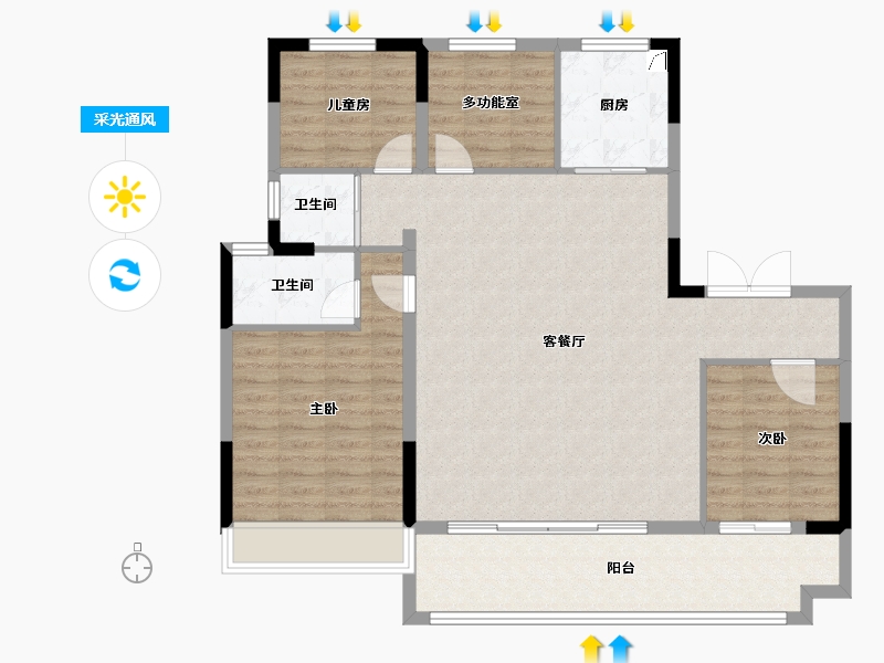 河南省-许昌市-碧桂园滨湖印象-113.15-户型库-采光通风