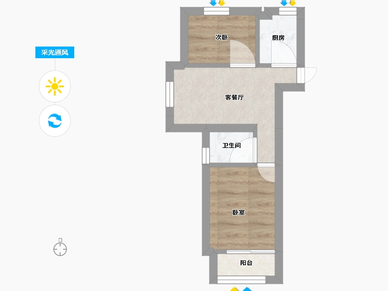 江苏省-无锡市-新安花苑-五期-56.00-户型库-采光通风