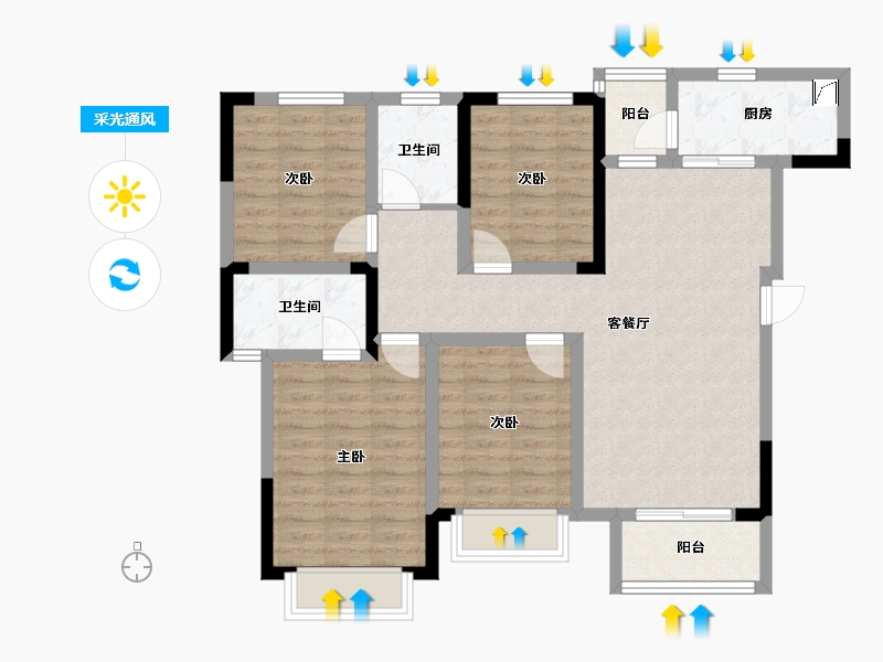 四川省-眉山市-融创南凌樾-92.00-户型库-采光通风