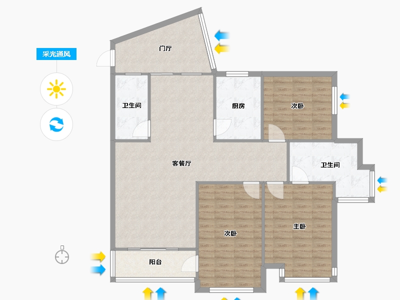 湖北省-武汉市-坤合·云海城-119.00-户型库-采光通风