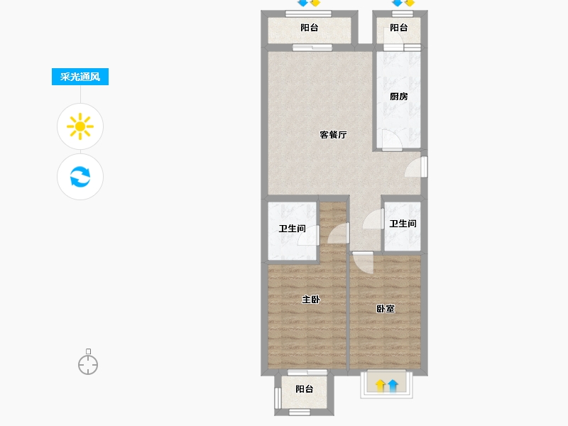 河北省-廊坊市-福·城上上城-五期-73.71-户型库-采光通风