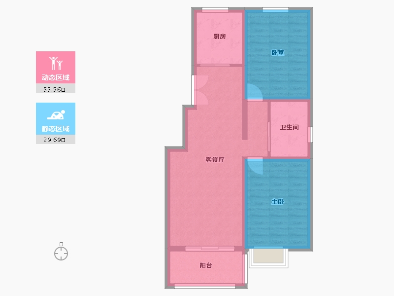 内蒙古自治区-乌兰察布市-新华世纪城-88.09-户型库-动静分区