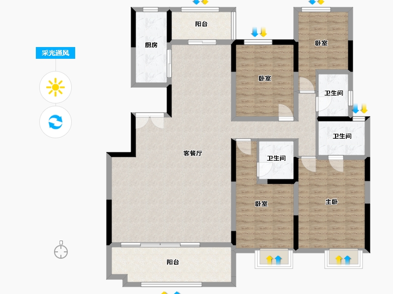 陕西省-西安市-中海曲江大城君尚府-149.00-户型库-采光通风