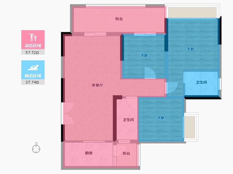 重庆-重庆市-海成·天生天城-88.00-户型库-动静分区