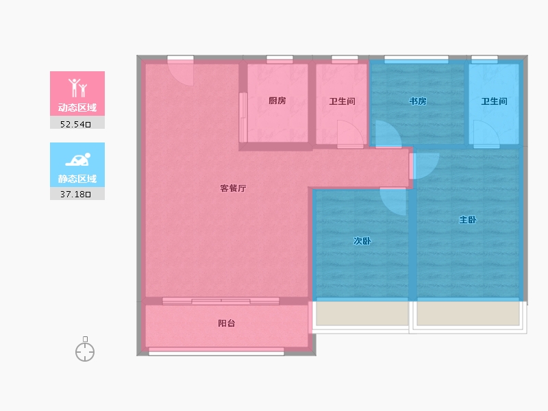 浙江省-杭州市-河语光年府-86.00-户型库-动静分区