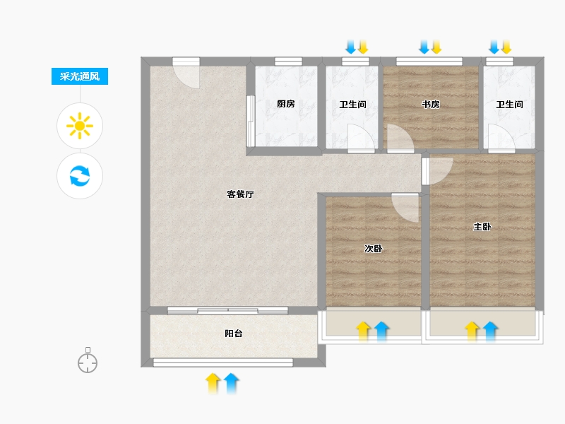 浙江省-杭州市-河语光年府-86.00-户型库-采光通风