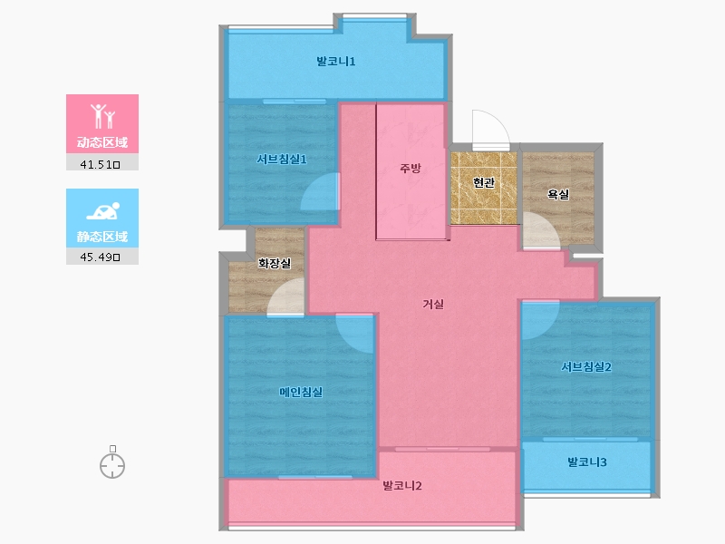 서울특별시-강서구-화곡보람쉬움1차-90.27-户型库-动静分区