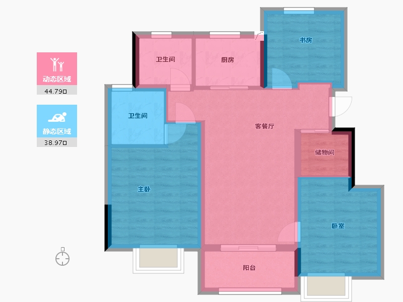 浙江省-嘉兴市-朗诗绿洲璟院-74.00-户型库-动静分区