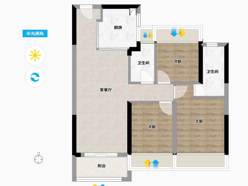 上海-上海市-首创禧瑞荟-70.00-户型库-采光通风