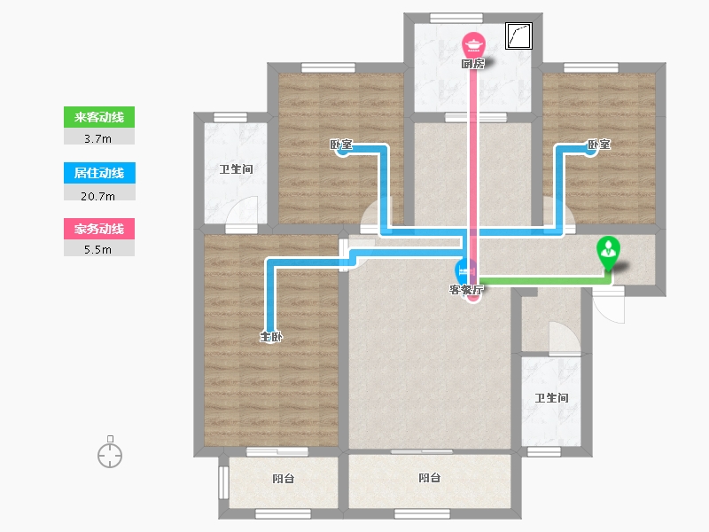 陕西省-宝鸡市-轩苑盛世三期-A区-100.00-户型库-动静线