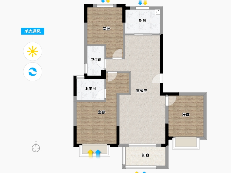 浙江省-温州市-瓯锦苑-112.00-户型库-采光通风