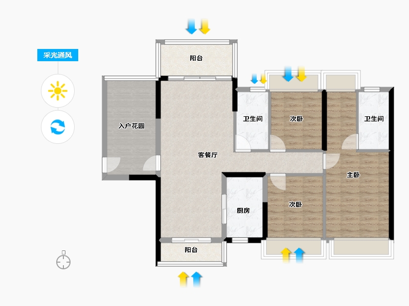 广东省-江门市-越秀星汇名庭-104.00-户型库-采光通风