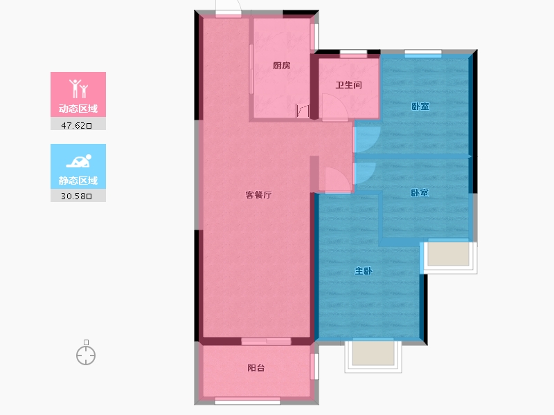 河南省-郑州市-绿都澜湾梓园(七期)-98.00-户型库-动静分区