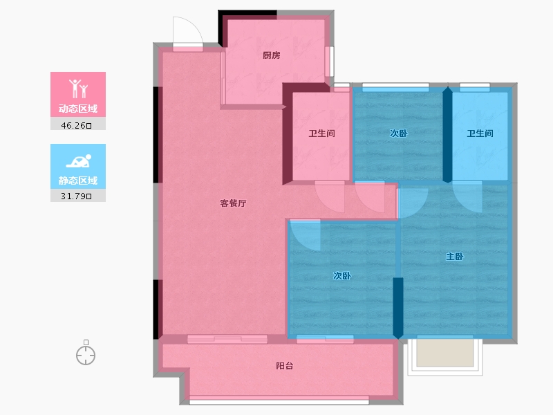 福建省-福州市-禹融府-70.00-户型库-动静分区