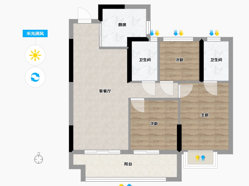 福建省-福州市-禹融府-70.00-户型库-采光通风