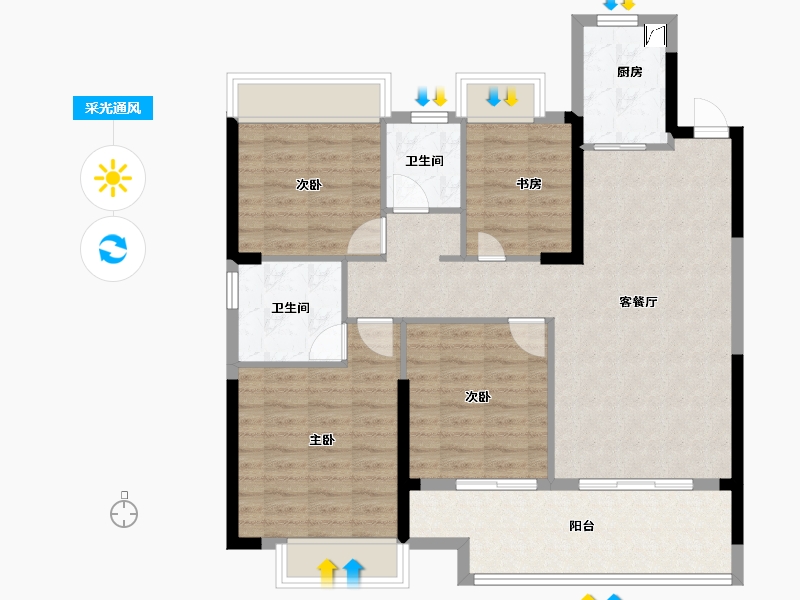 福建省-三明市-翡翠滨江-100.00-户型库-采光通风