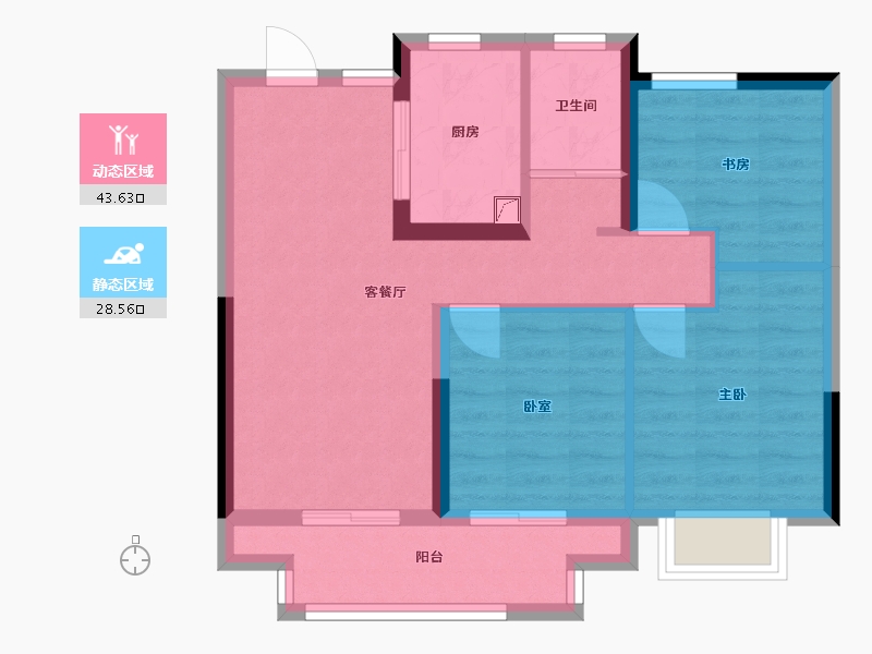 江苏省-苏州市-融侨悦江南-68.44-户型库-动静分区