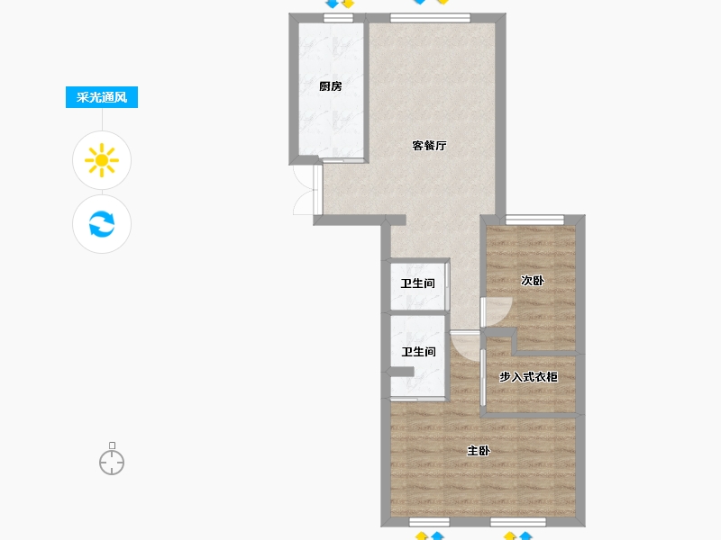 新疆维吾尔自治区-乌鲁木齐市-通嘉东方御景-62.54-户型库-采光通风