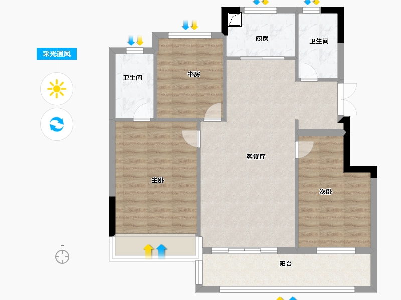 浙江省-衢州市-广和江南里-85.00-户型库-采光通风