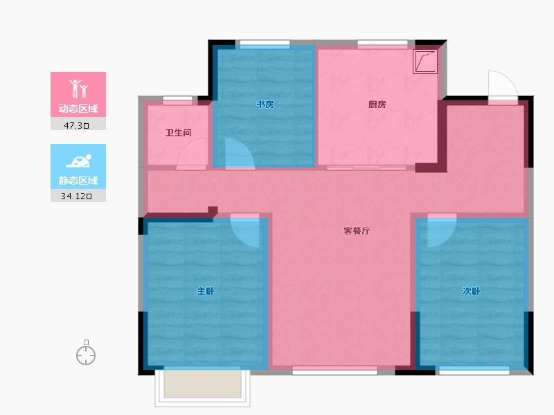 辽宁省-葫芦岛市-澜湾壹品-75.00-户型库-动静分区