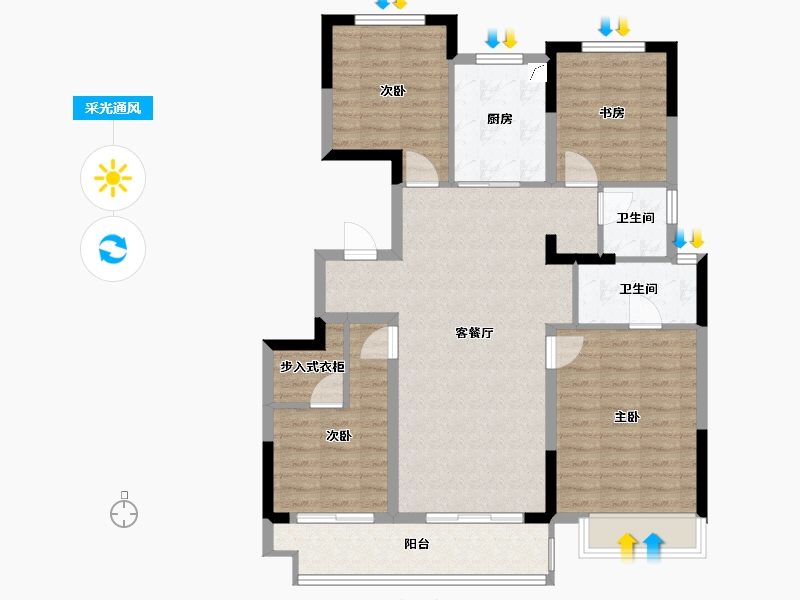 浙江省-嘉兴市-云悦-106.00-户型库-采光通风