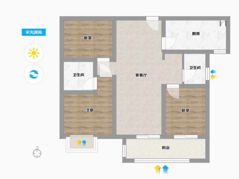 广东省-佛山市-保利中交大都汇-75.00-户型库-采光通风